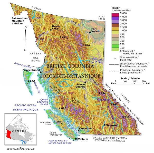 Map of British Columbia.
